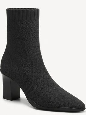 NWT Belle Voyage Pionted Toe Women's Black Knit Sock Bootie with Block Heel